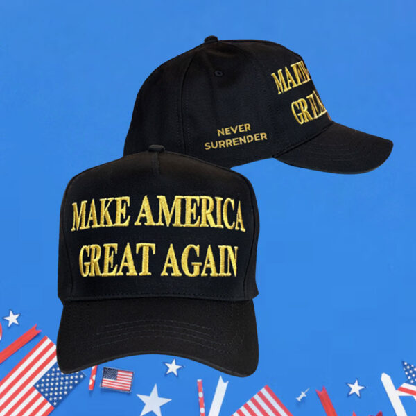 Gold Dark MAGA Hat Trump Gold MAGA Hat Black with Gold Embroidery