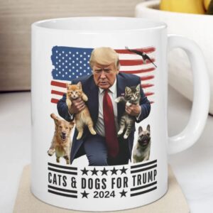 Trump Mug Funny Donald Trump 2024 Mug Cats and Dogs for Trump MAGA Coffee Mug