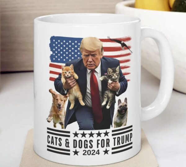 Trump Mug Funny Donald Trump 2024 Mug Cats and Dogs for Trump MAGA Coffee Mug