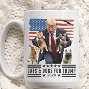 Trump Mug Funny Donald Trump 2024 Mug Cats and Dogs for Trump MAGA Coffee Mug
