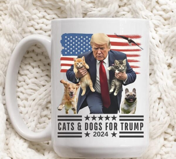 Trump Mug Funny Donald Trump 2024 Mug Cats and Dogs for Trump MAGA Coffee Mug