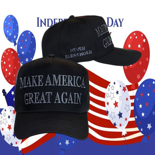 Elon Musk At Trump Dark MAGA Hat