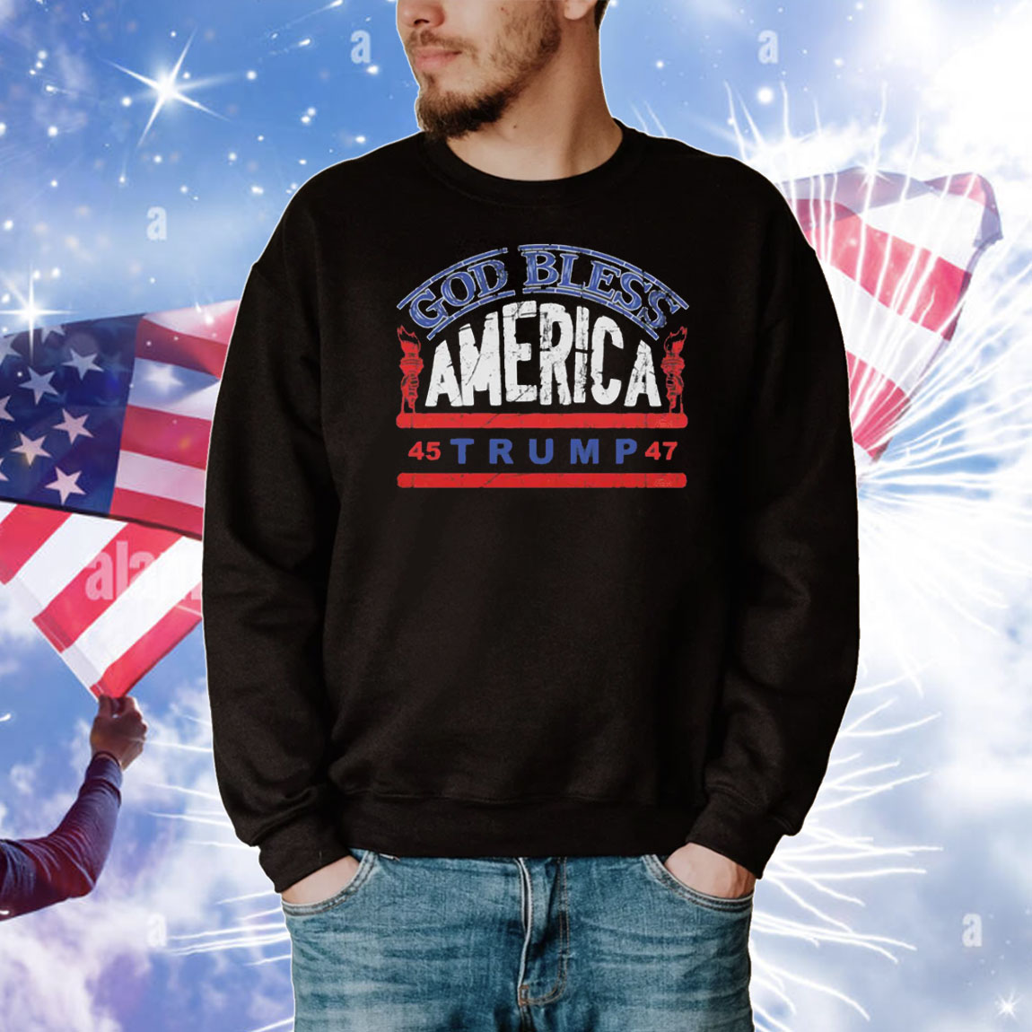 God Bless America Trump 45-47 T-Shirt