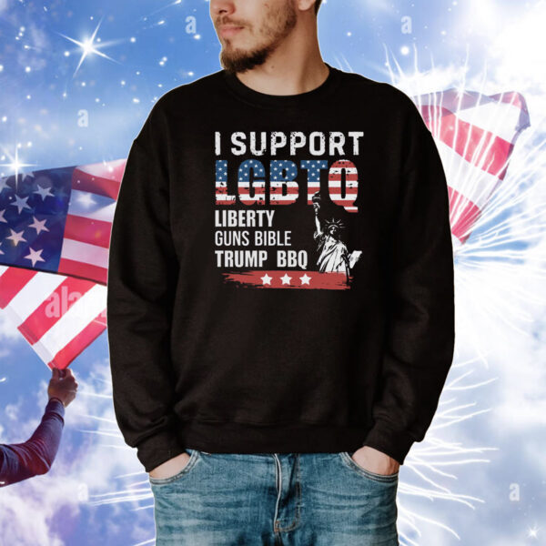 I Support LGBTQ Liberty Guns Bible Trump BBQ T-Shirt