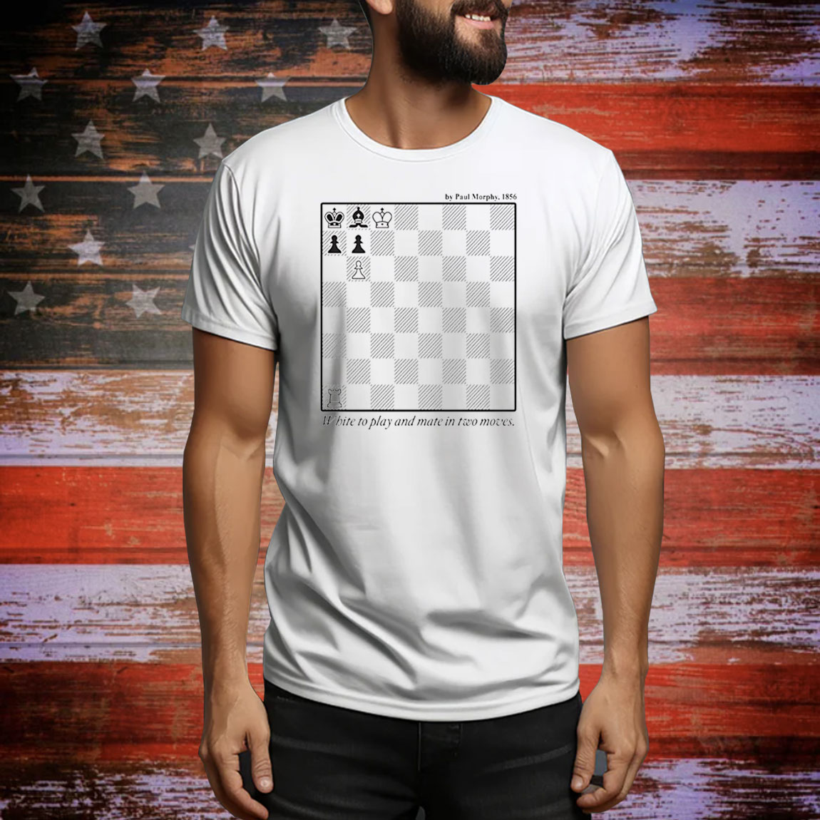 Chess feed by paul morphy 1856 white to play and mate in two moves Tee Shirt