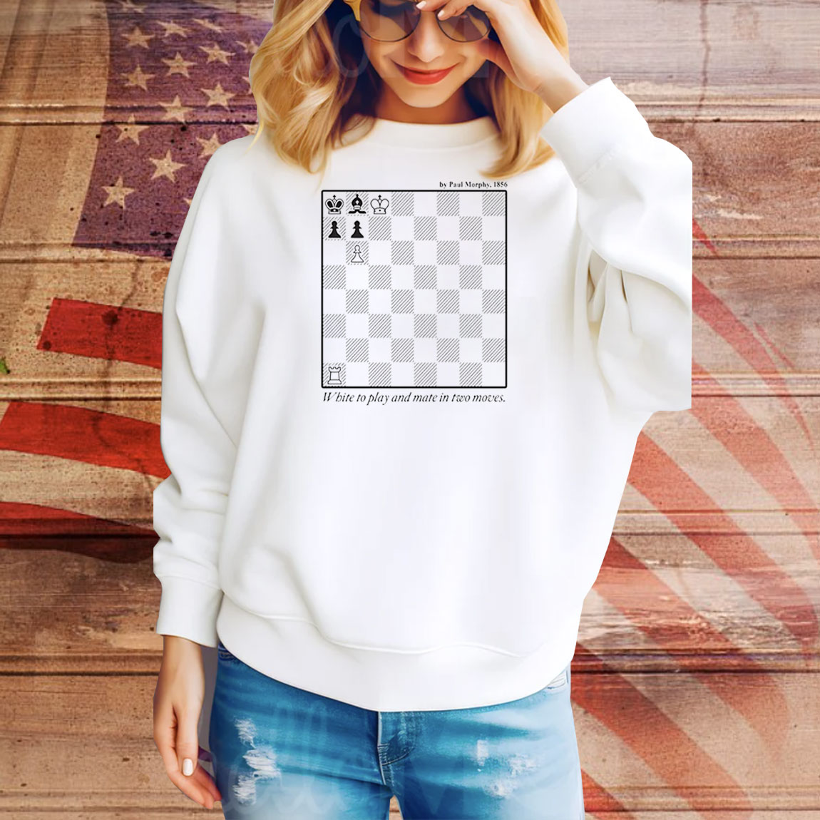 Chess feed by paul morphy 1856 white to play and mate in two moves Tee Shirt