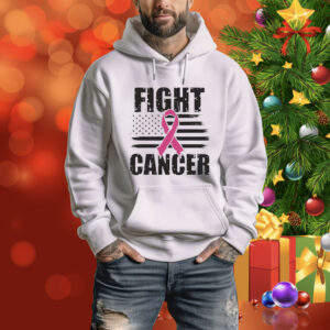 Fight Cancer American Flag pink ribbon Tee Shirt