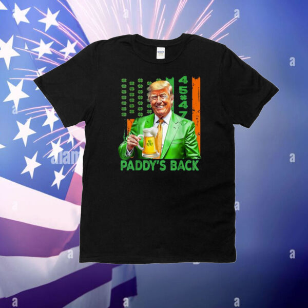 Funny Trump Paddy's Back 45 47 St Patricks Day USA Flag T-Shirts