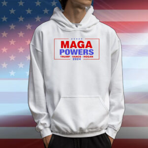 Hulk Hogan wearing Maga Powers Trump Vance Hogan 2024 T-Shirt