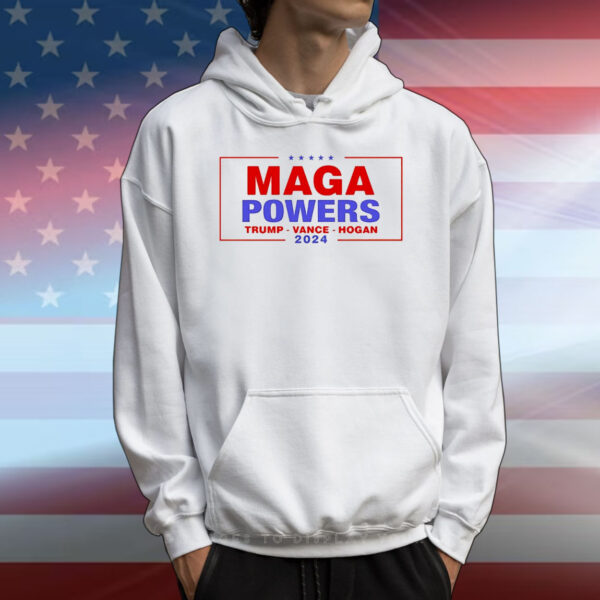 Hulk Hogan wearing Maga Powers Trump Vance Hogan 2024 T-Shirt