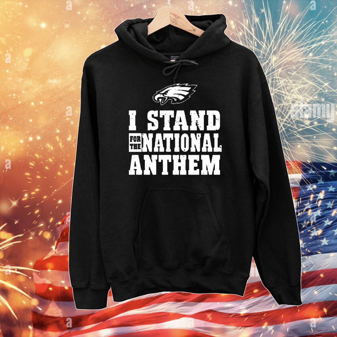 Official I Stand For The National Anthem Philadelphia Eagles NFL Logo Vintage T-Shirt