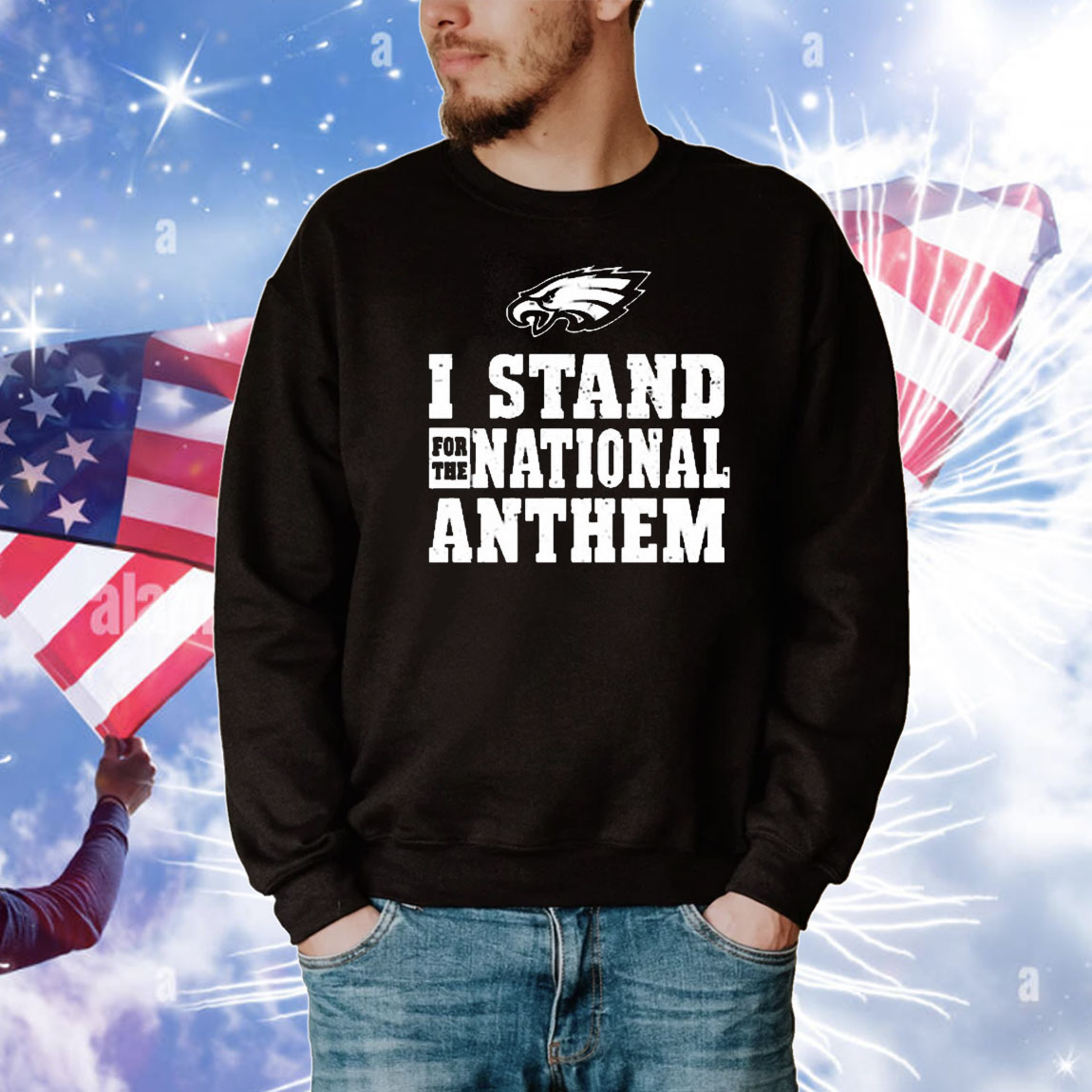 Official I Stand For The National Anthem Philadelphia Eagles NFL Logo Vintage T-Shirt