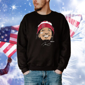 Official Jayden Daniels Face Bandage Washington Commanders NFLPA Signature Graphic T-Shirt