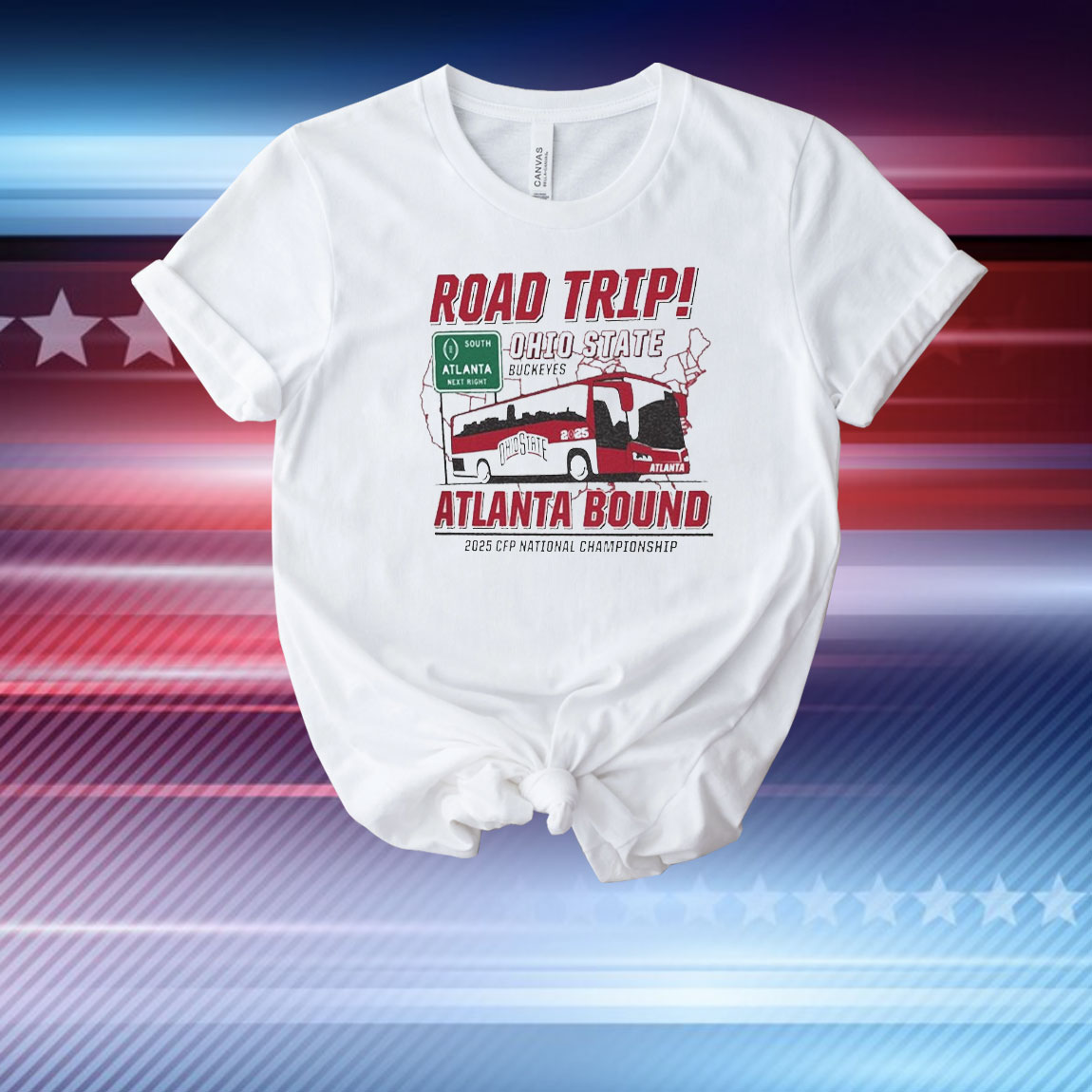 Official Ohio State Buckeyes NCAA College Football Playoff National Championship 2025 Atlanta Bound Retro Road Trip T-Shirt