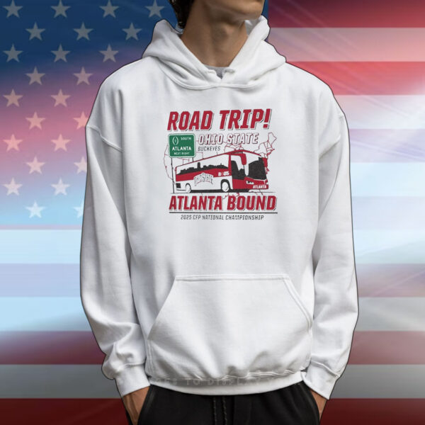 Official Ohio State Buckeyes NCAA College Football Playoff National Championship 2025 Atlanta Bound Retro Road Trip T-Shirt