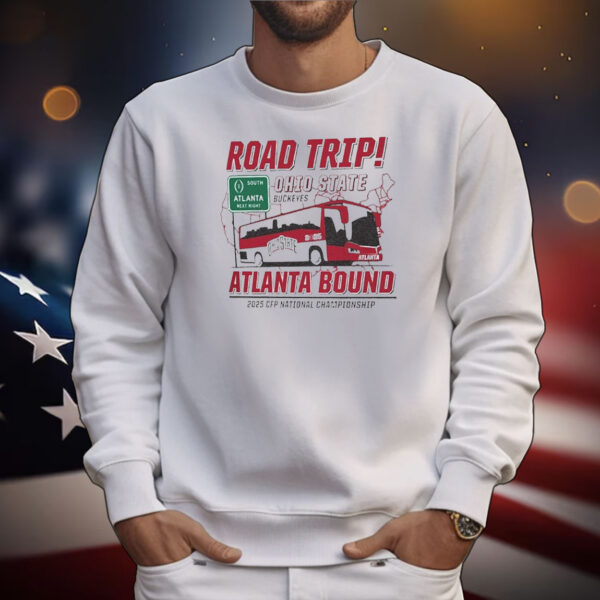 Official Ohio State Buckeyes NCAA College Football Playoff National Championship 2025 Atlanta Bound Retro Road Trip T-Shirt