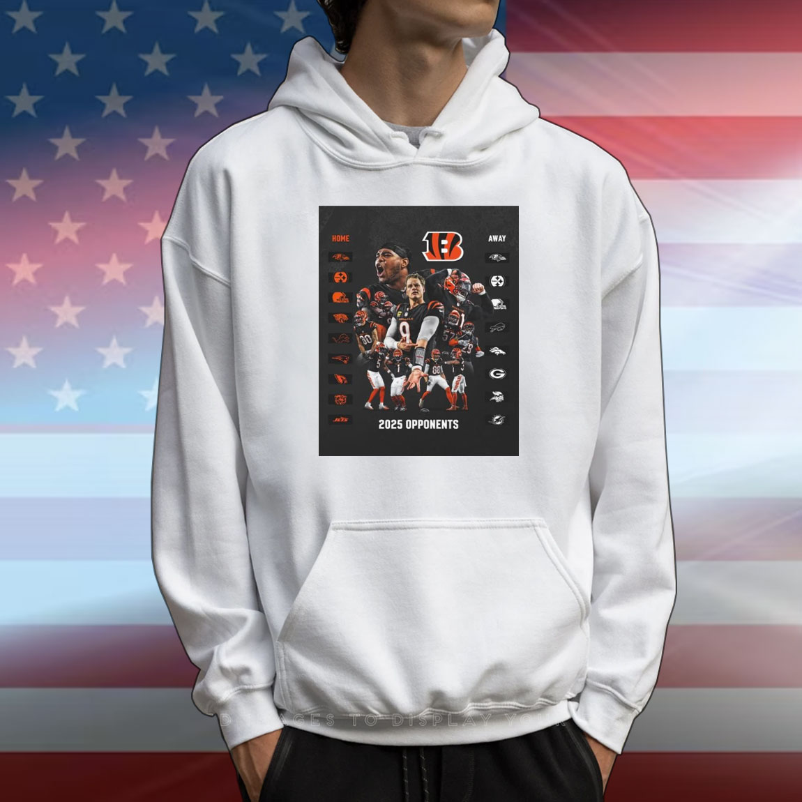 Official Poster Cincinnati Bengals 2025 Opponents Home Ravens Steelers Browns Jaguars Lions Patriots Eagles Bears Jets T-Shirt