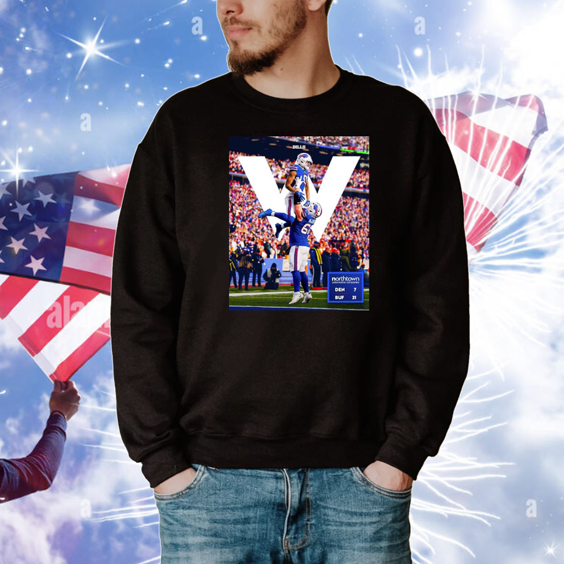 Official Poster Connor McGovern And Keon Coleman Buffalo Bills win Denver Broncos 31 – 7 Score NFL Wild Card Win T-Shirt