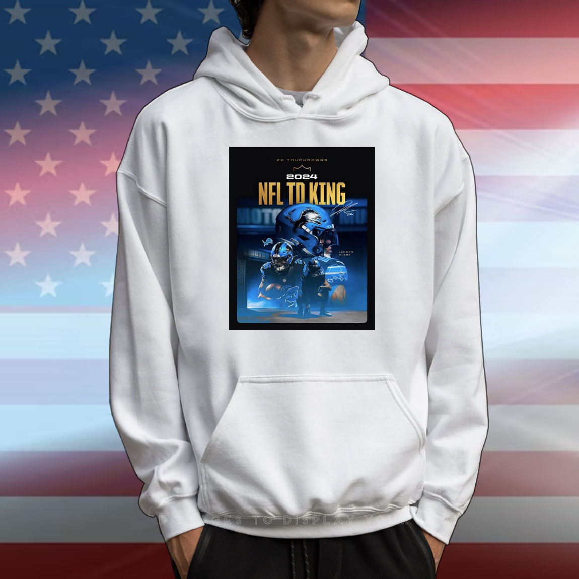 Official Poster Detroit Lions Amik Jahmyr Gibbs 20 Touchdowns 2024 NFL To King Signature T-Shirt