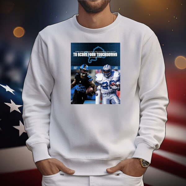 Official Poster Detroit Lions Gibbs Joins Sanders As The Only Players In Team History To Score Four Touchdowns In A Single Game T-Shirt