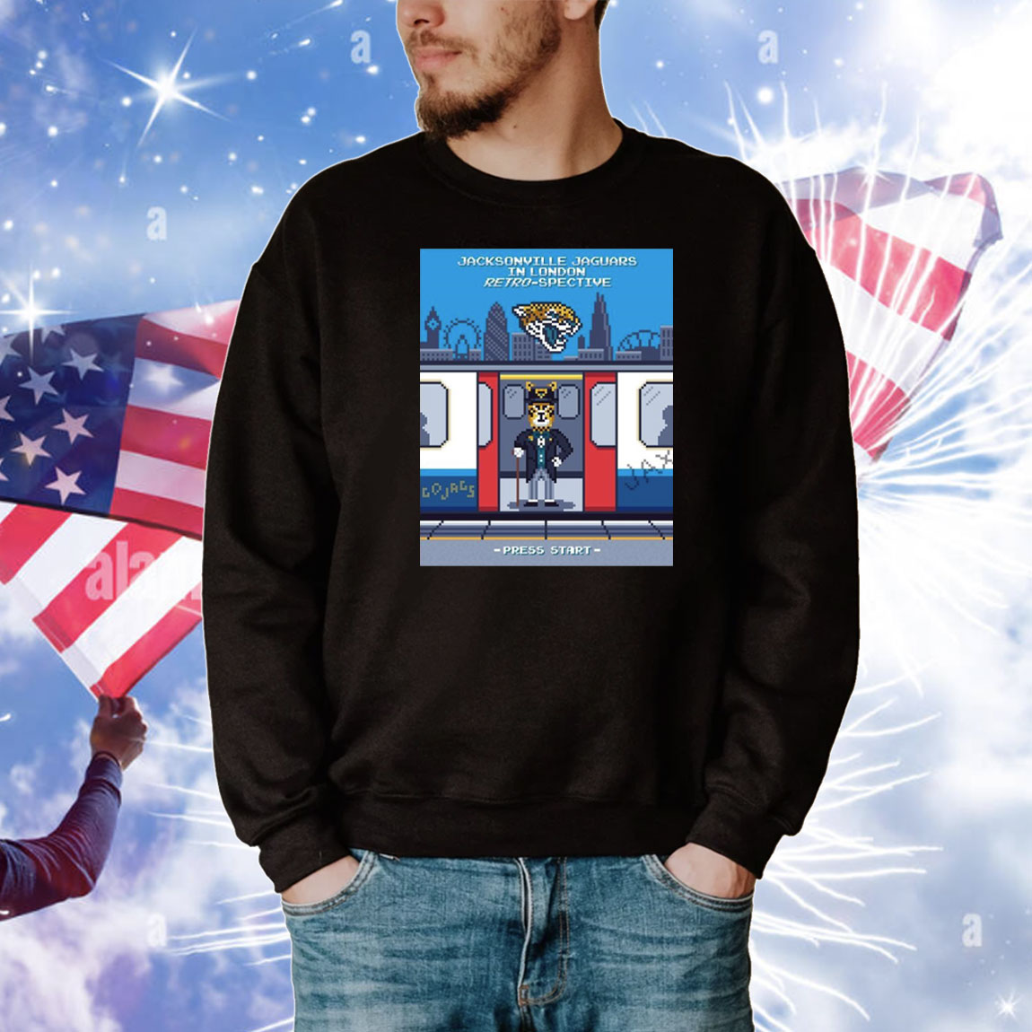 Official Poster Jacksonville Jaguars In London Retro-Spective Hunting For An 8th Win In London Town Press Start T-Shirt