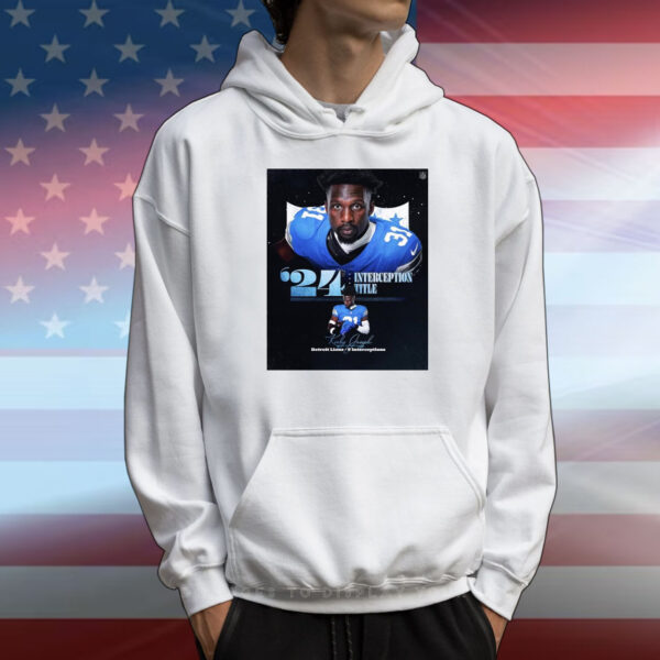 Official Poster Kerby B. Joseph Detroit Lions 9 Interceptions ’24 Interception Title Signature T-Shirt