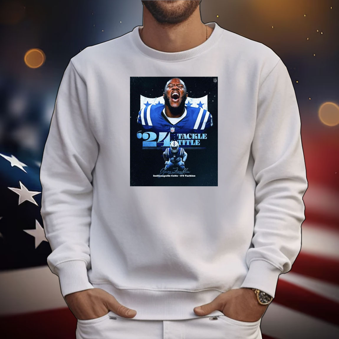 Official Poster NFL Zaire Franklin Indianapolis Colts 173 Claimed Tackles 2024 Tackle Title T-Shirt