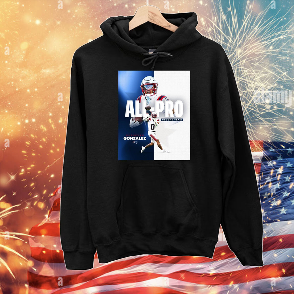 Official Poster New England Patriots Christian Gonzalez 2024 NFL Season AP All-Pro Second Team T-Shirt