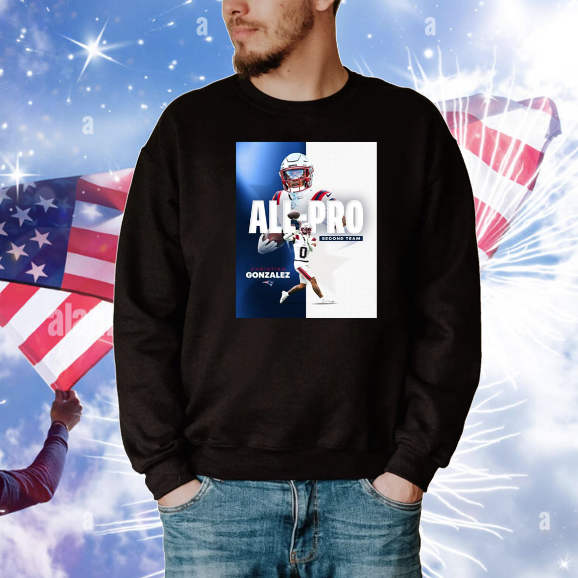 Official Poster New England Patriots Christian Gonzalez 2024 NFL Season AP All-Pro Second Team T-Shirt