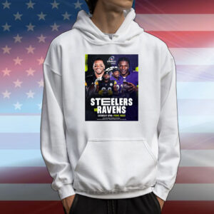 Official Poster Pittsburgh Steelers Vs Baltimore Ravens NFL Wild Card Saturday Facing Off In The Playoffs T-Shirt