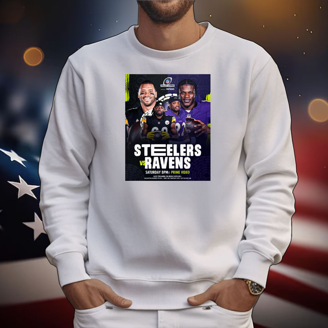 Official Poster Pittsburgh Steelers Vs Baltimore Ravens NFL Wild Card Saturday Facing Off In The Playoffs T-Shirt