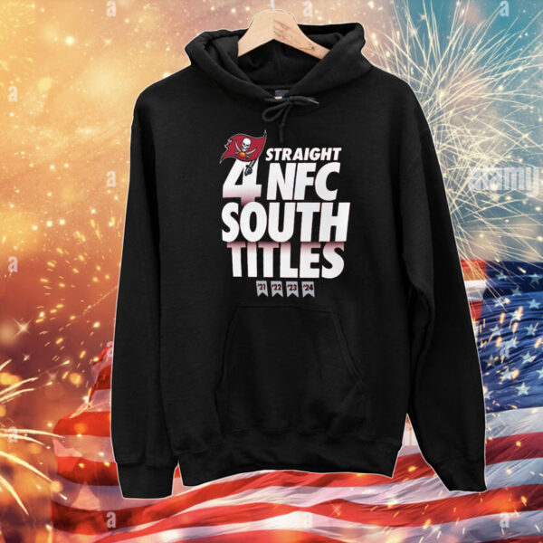 Official Tampa Bay Buccaneers Four-Straight NFC South Titles Division Champions ’21-’24 NFL T-Shirt