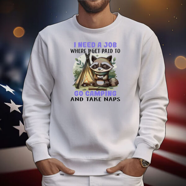 Raccoon I need a job where I get paid to go camping and take naps T-Shirt