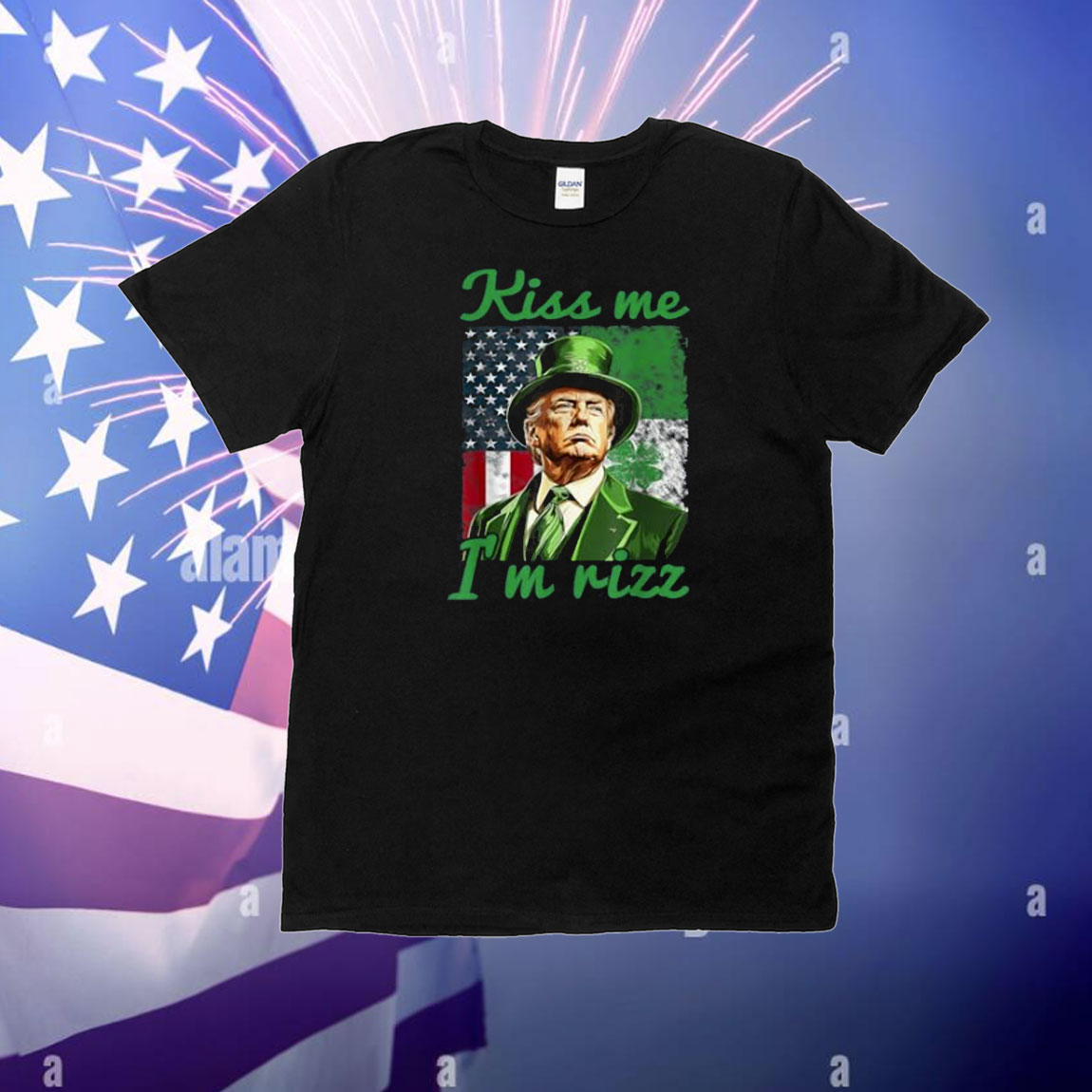 Retro Kiss Me I'm Rizz Trump Irish Shamrock St Patrick's Day T-Shirt