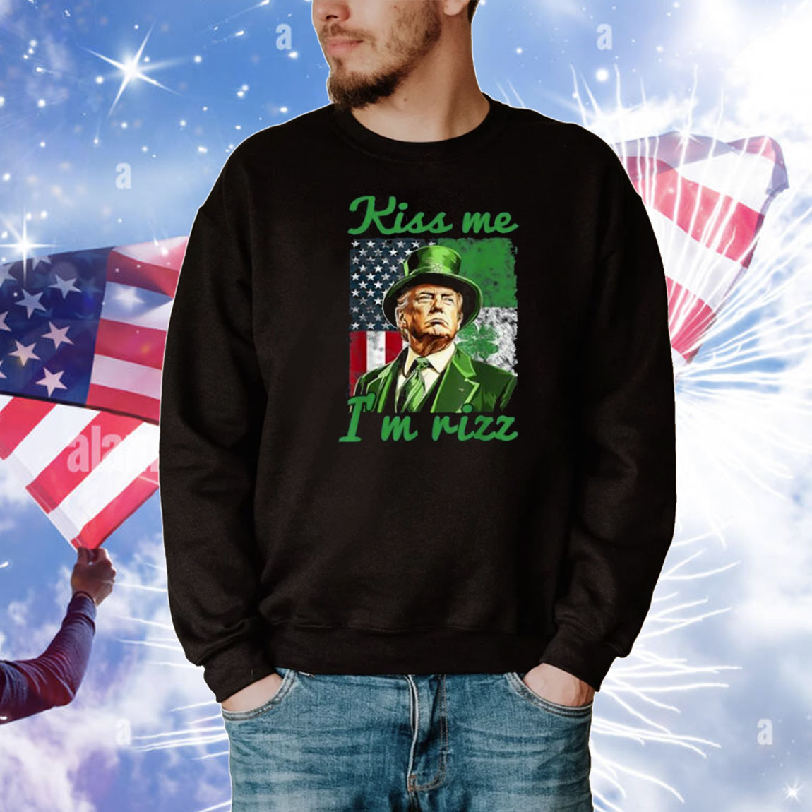 Retro Kiss Me I'm Rizz Trump Irish Shamrock St Patrick's Day T-Shirt