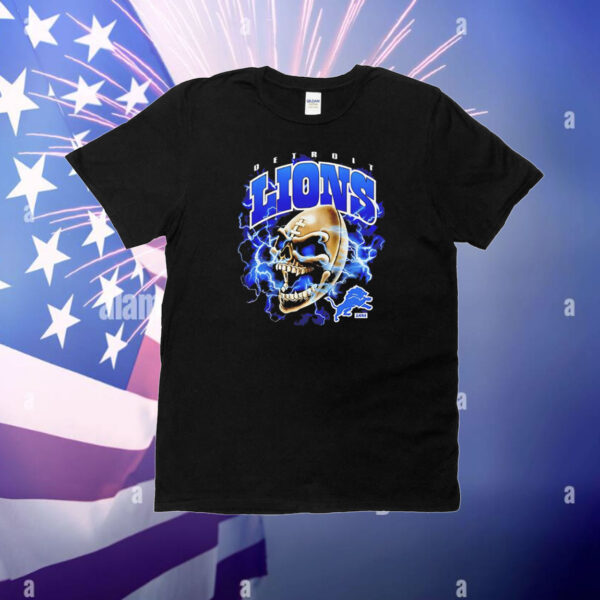 Sana Skull Detroit Lions NFL football retro T-Shirt