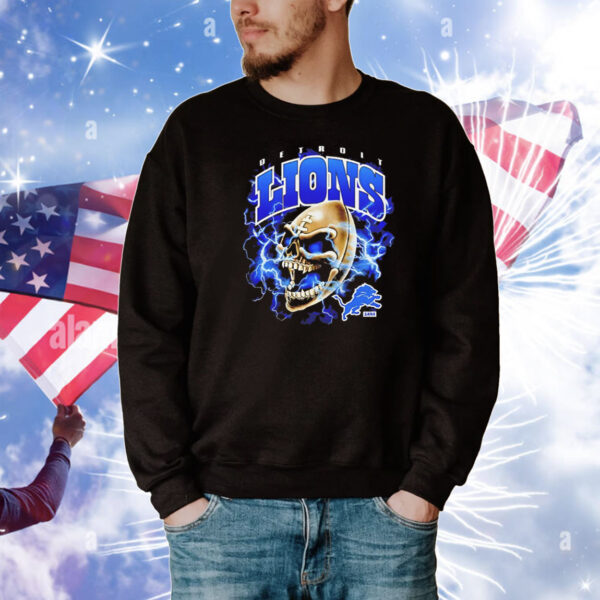 Sana Skull Detroit Lions NFL football retro T-Shirt