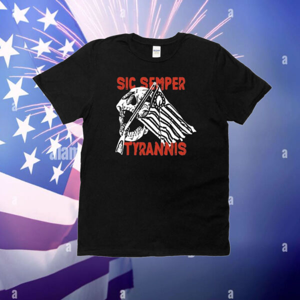 Sic Semper Tyrannis Skull America Flag T-Shirt