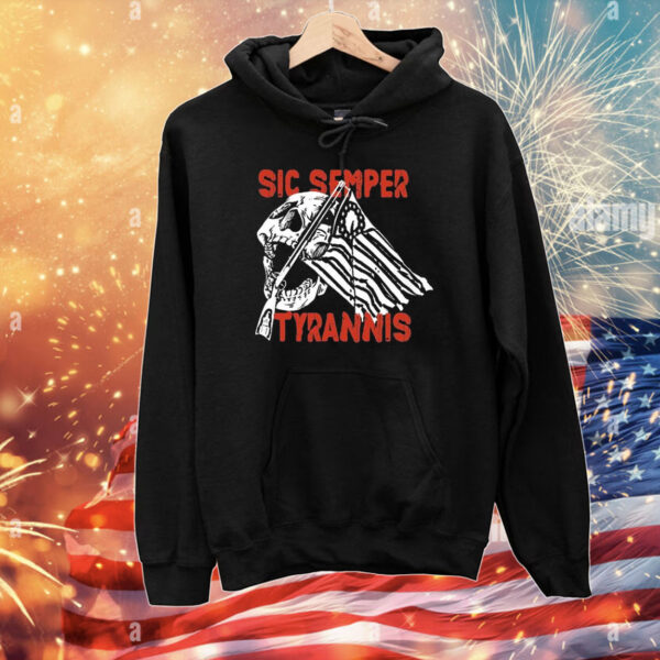 Sic Semper Tyrannis Skull America Flag T-Shirt