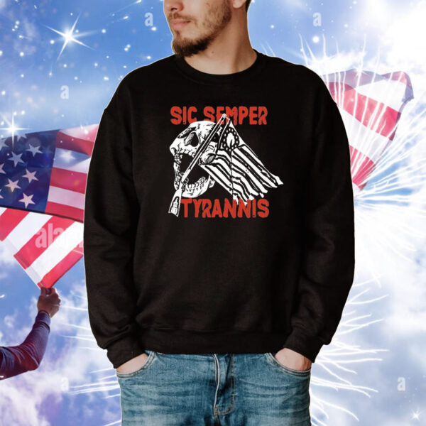 Sic Semper Tyrannis Skull America Flag T-Shirt