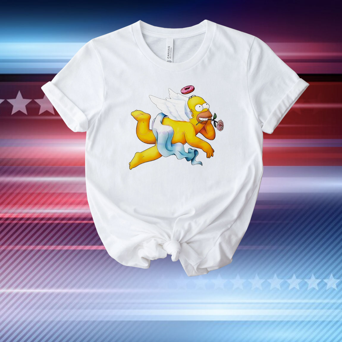 Simpsons donut angel hold rose un mouth T-Shirt