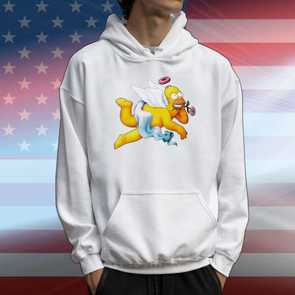 Simpsons donut angel hold rose un mouth T-Shirt