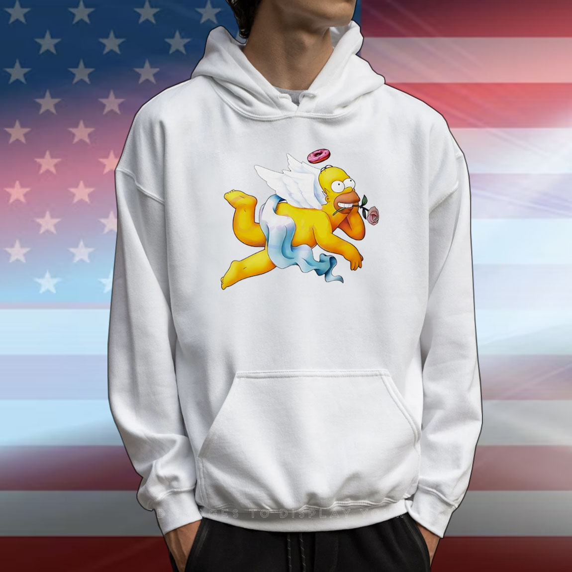 Simpsons donut angel hold rose un mouth T-Shirt