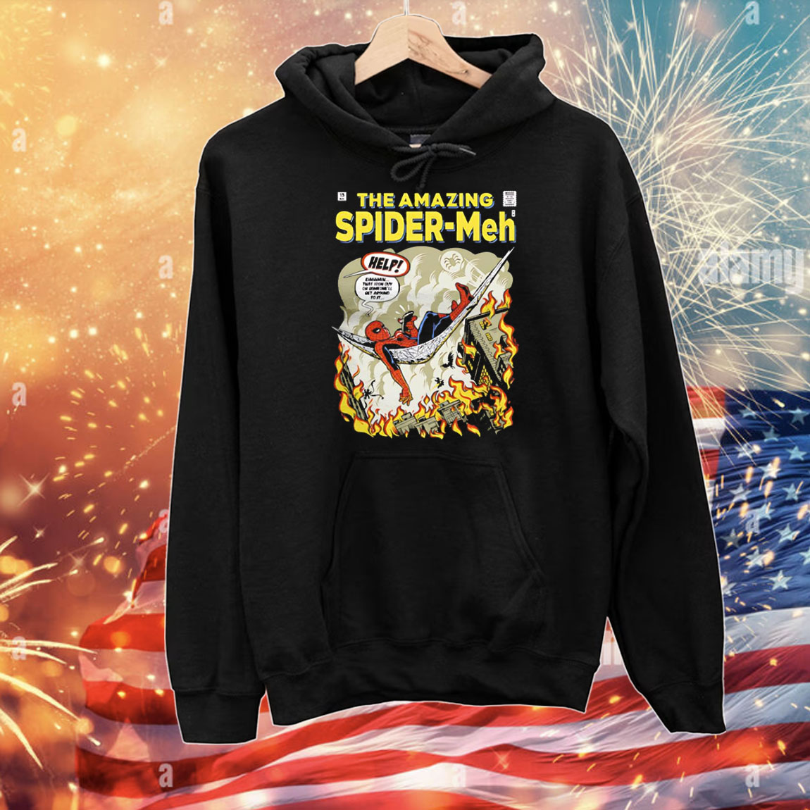 Spider-Man in a web hammock that iron guy or someone’ll get around to it T-Shirt