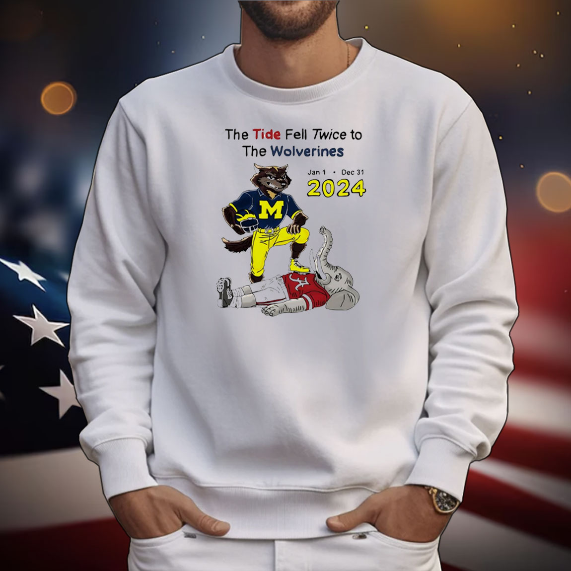 The tide fell twice to the Michigan Wolverines vs Alabama Crimson Tide jan 1 2024 mascot T-Shirt