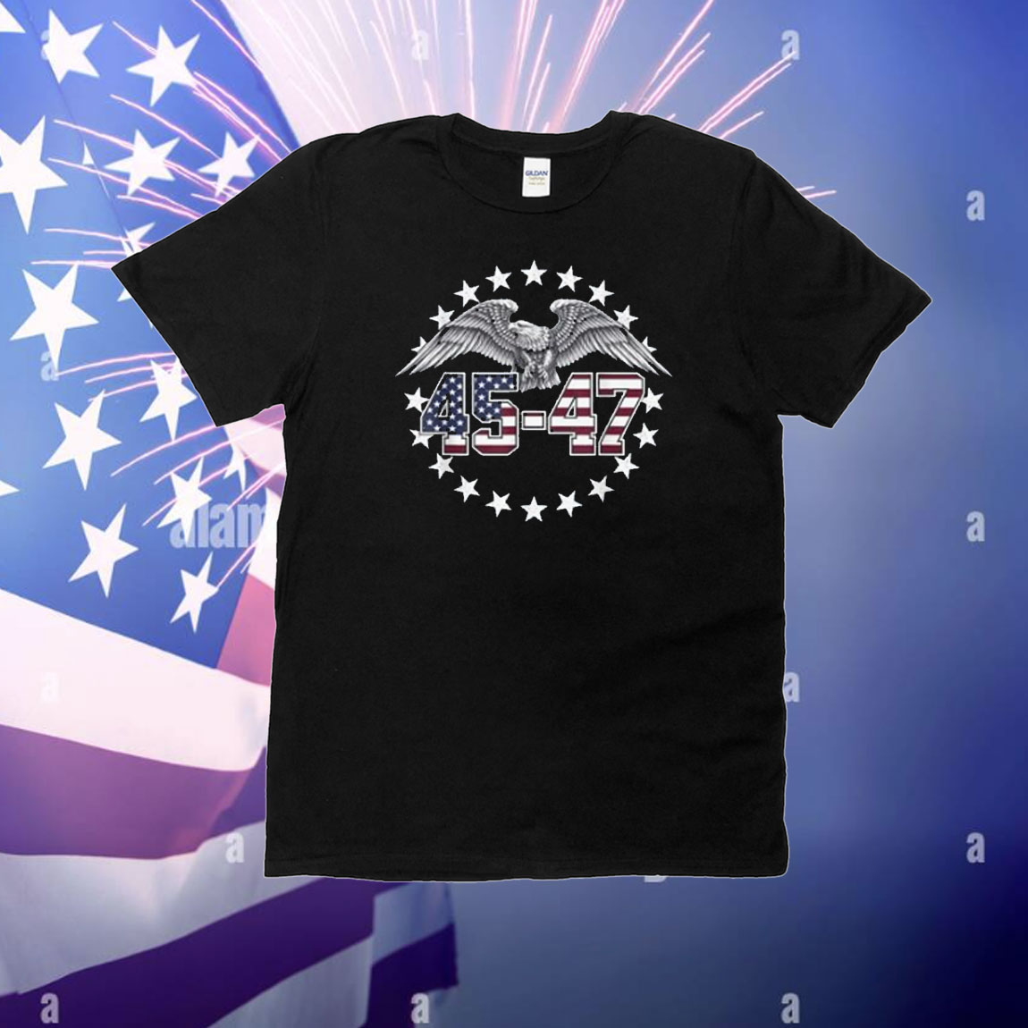 Trump 2024 President 45 47 American Flag Trump 2025 Election T-Shirt