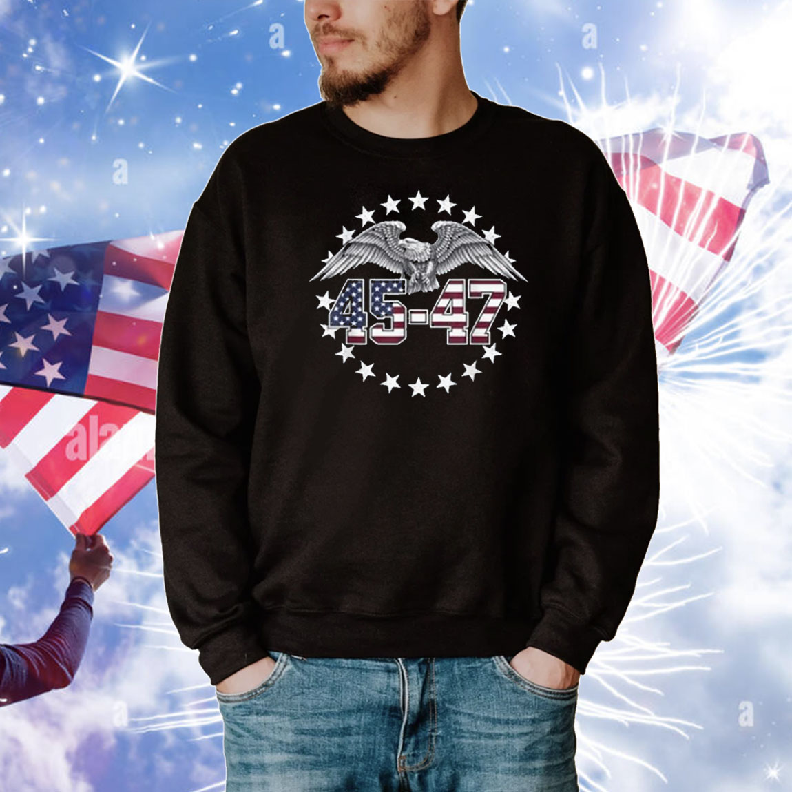 Trump 2024 President 45 47 American Flag Trump 2025 Election T-Shirt