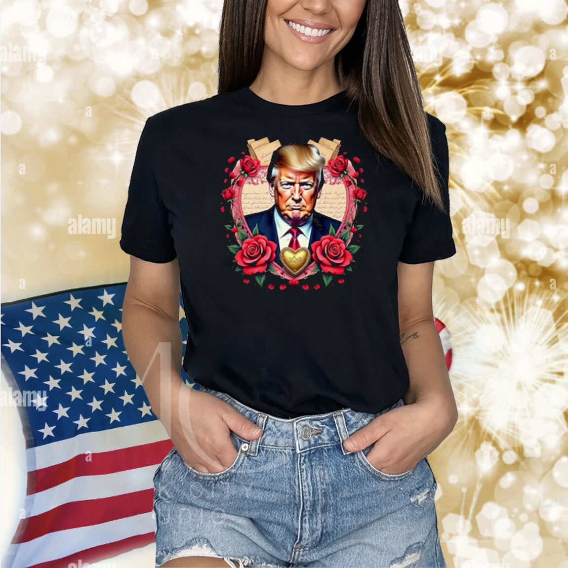 Trump Floral Portrait Heart Trump Is My Valentine Day Premium Shirt