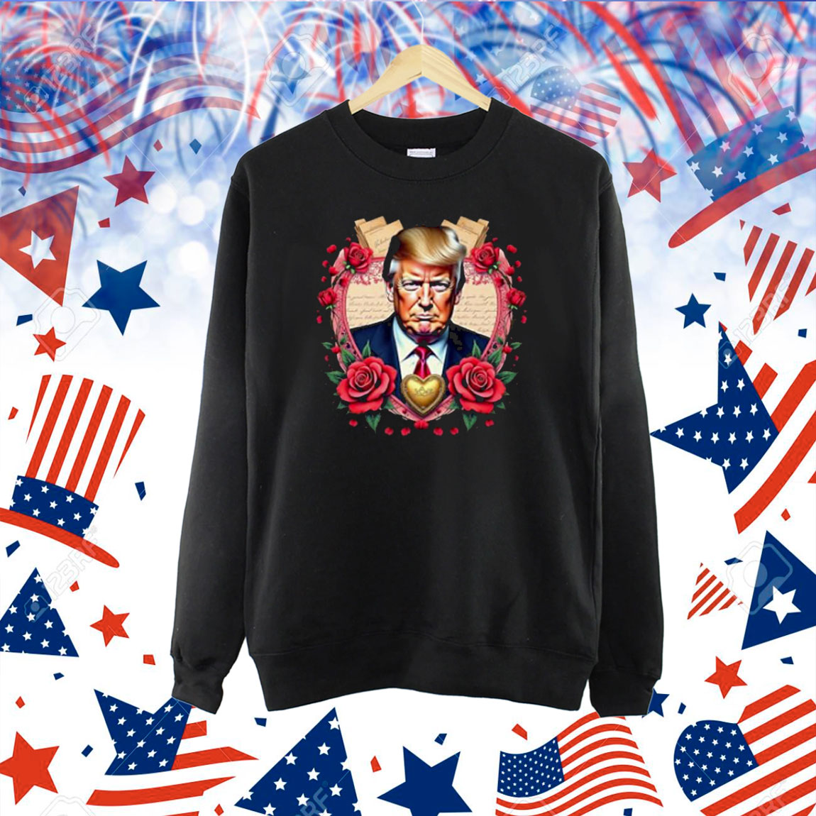Trump Floral Portrait Heart Trump Is My Valentine Day Premium Shirt