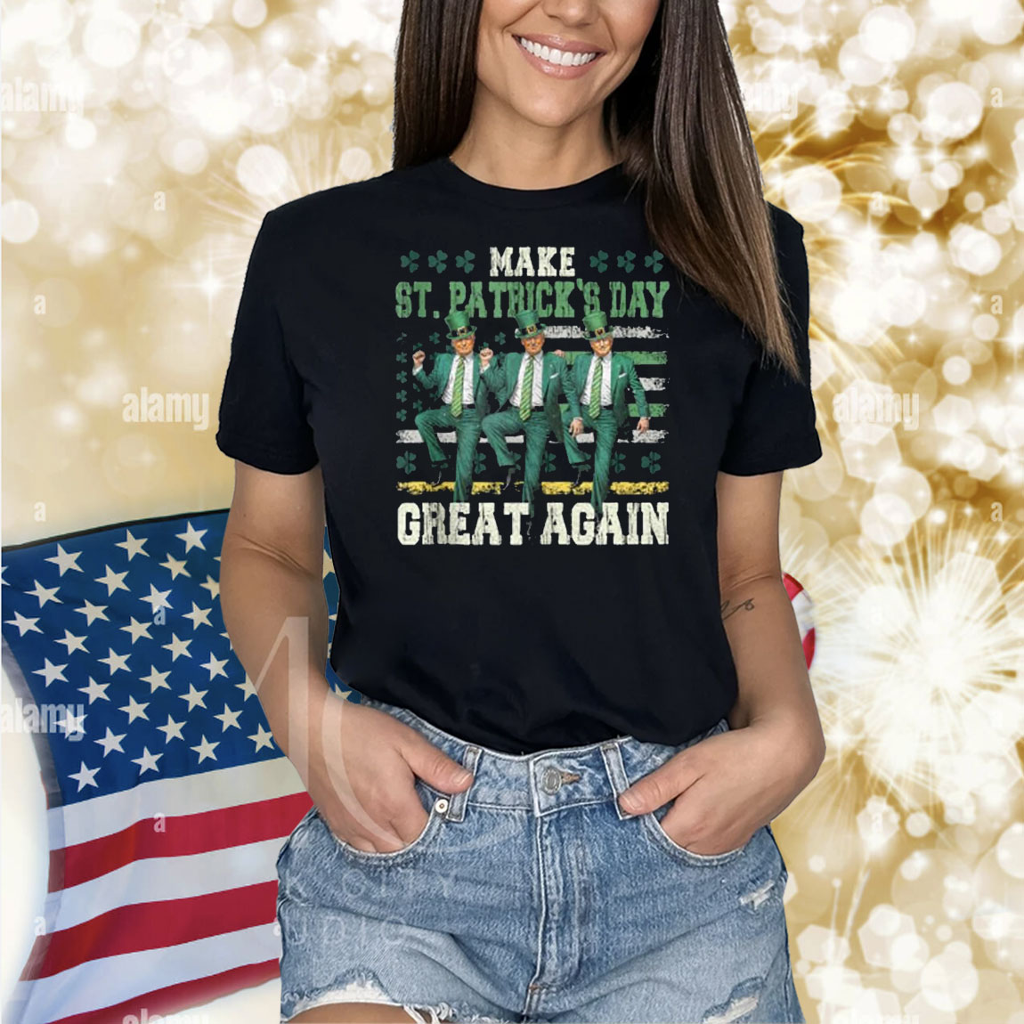Vintage Trump 45 47 President USA Flag Patrick's Day Shirt